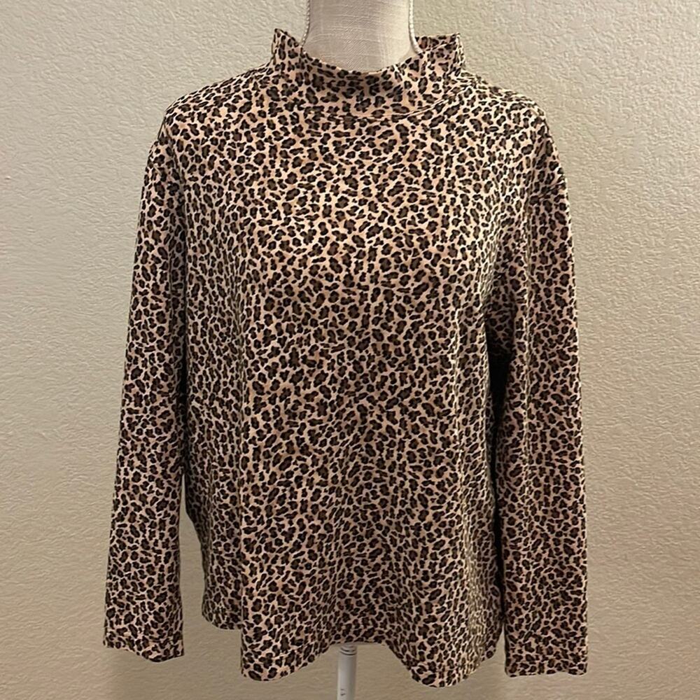 Croft & Barrow Cheetah Print High Neck Blouse Size 1X